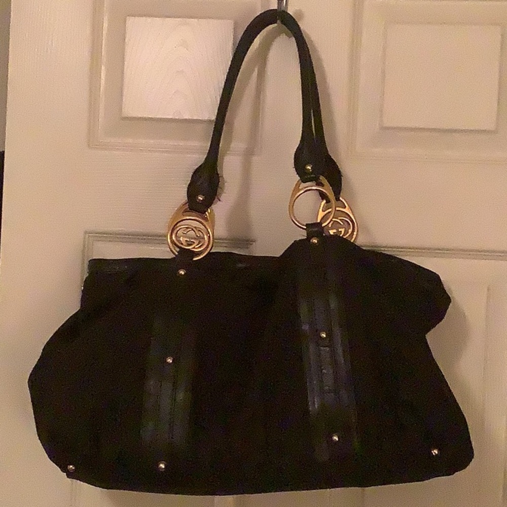 Gucci black canvas & leather travel Bag XL
